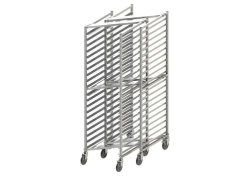 Winco ALZK-20BK, Heavy Duty 20-Tier Rack with Brake for Aluminum Sheet Pans, Nesting Style, 3-inch Spacing, NSF