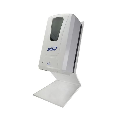 SET: SafePro Automatic Wallmount 40.5 Oz Dispenser with Countertop Stand and 128 Oz Hand Sanitizer