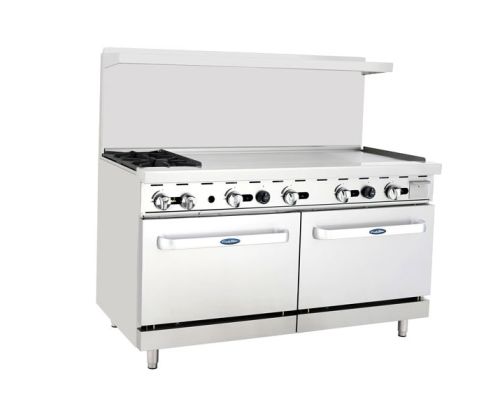 Atosa CookRite ATO-2B48G, 60-Inch 2 Burners Heavy Duty Gas Range with 48-Inch Right-Handed Griddle and 2 26.5-Inch Ovens (Discontinued)