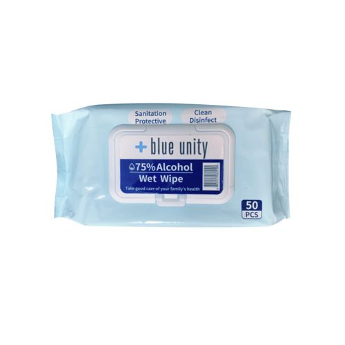 CLOSEOUT - Blue Unity AW50CT-X 75% Alcohol Wet Wipes, 50 Wipes/Pack, 1 PK