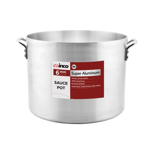 Winco AXHA-34, 34-Quart Aluminum Sauce Pot with 6-mm Super Aluminum Bottom, NSF