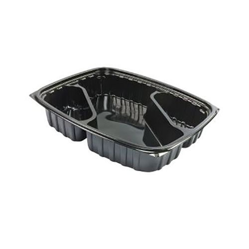 Dart B30DX3 9x7x2-Inch ClearPac Black Rectangular OPS 3-Compartment Diagonal Container, 252/CS. (Lids are sold separatey)