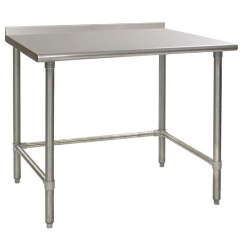 L&J B5SG1460-RCB 14x60-inch Stainless Steel Work Table with Backsplash and Cross-Bar