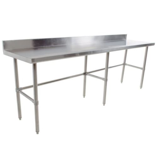 L&J B5SG24120-RCB 24x120-inch Stainless Steel Work Table with Backsplash and Cross-Bar