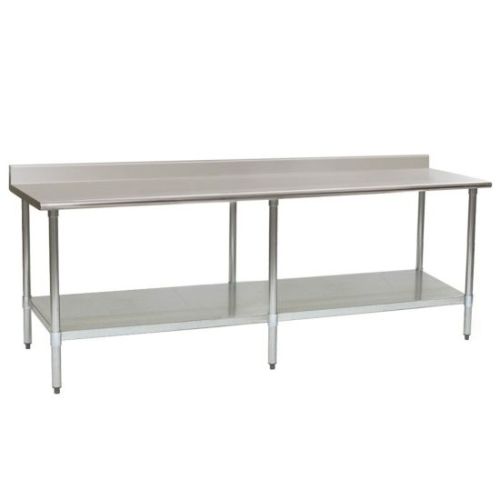 L&J B5SS1484 14x84-inch Stainless Steel Work Table with Backsplash and Undershelf