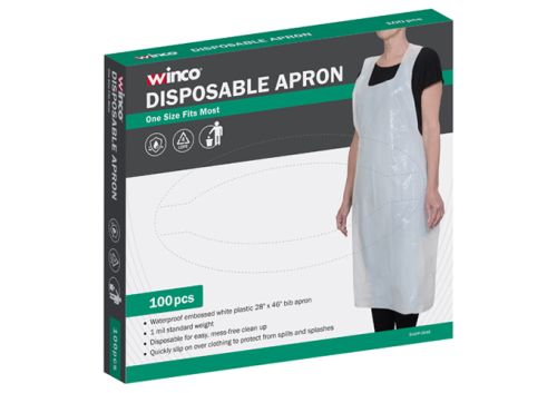 2 Mil Disposable Aprons White Polyethylene 28 in x 46 in