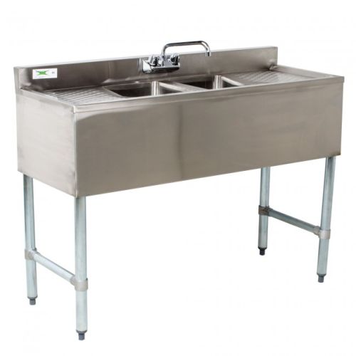 L&J BAR1014-2RL, 2-Compartment Bar Sink with Two Drainboards