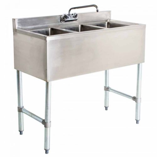 L&J BAR1014-3, 3-Compartment Bar Sink without a Drainboard
