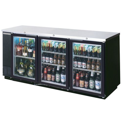 Beverage Air BB72GY-1-B, 72-Inch Back Bar Cooler with 3 Glass Doors, UL, cUL, UL-EPH, NSF