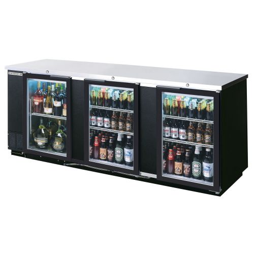 Beverage Air BB94G-1-B, 95-Inch Back Bar Refrigerator with 3 Glass Doors, UL, cUL, UL-EPH, NSF