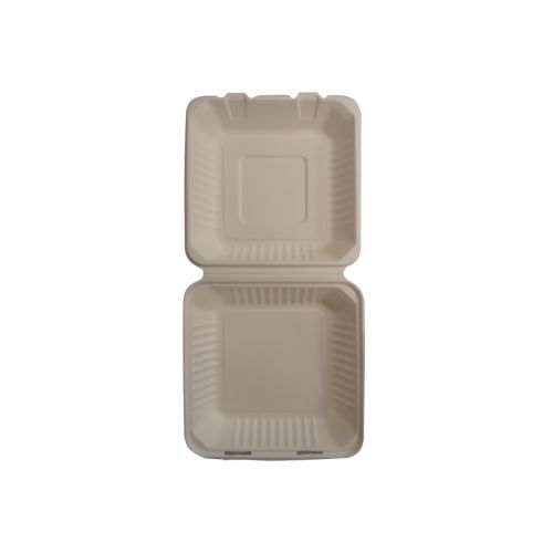 SafePro BC993 9x9x3-Inch Bagasse Hinged 3-Compartment Container, 200/CS,  BPI