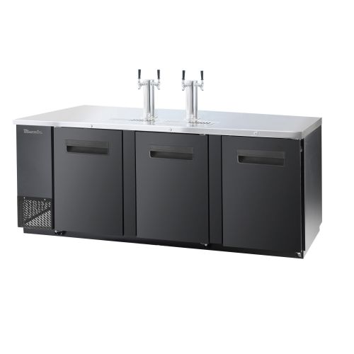 Blue Air BDD90-4B-HC, 90-inch 3 Solid Doors Black Beer Dispenser with Tower and Tap, 31.6 Cu. Ft.