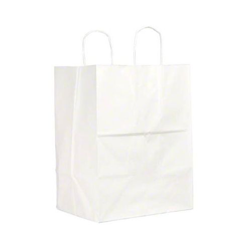 DURO 10x6.75x12-Inch 60# White Paper Shopping Bag with Handles, 250/CS