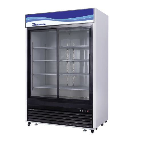 Blue Air BKGM48SL-HC, 54-inch 2 Slide Glass Doors White Merchandising Refrigerator, 44.85 Cu. Ft.