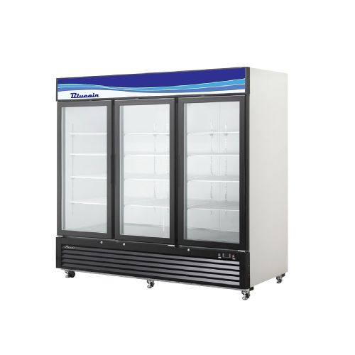Blue Air BKGM72-HC, 82-inch 3 Swing Glass Doors White Merchandising Refrigerator, 72 Cu. Ft.