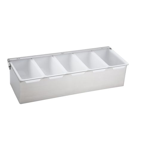Winco CDP-5, 5-Compartment Condiment Caddy, Stainless Steel