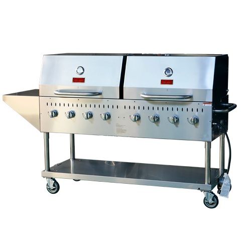 Omcan CE-CN-0060-S, 64-inch 8 Burners Stainless Steel Outdoor Propane BBQ Grill