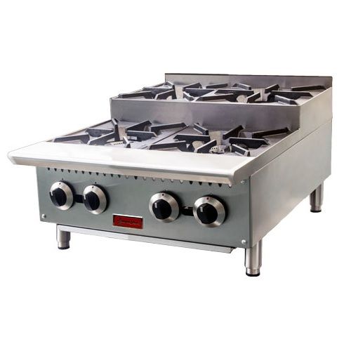 Omcan CE-CN-HP24-S, 24-inch 4 Burners Countertop Step-Up Natural Gas Hot Plate