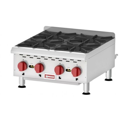 Omcan CE-CN-HP424M, 24-inch 4 Burners Countertop Natural Gas Hot Plate with Manual Control