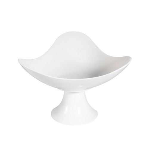 C.A.C. CFST-13, 12.75-Inch White Porcelain Cake/Fruit Dish with Foot, 4 PC/CS