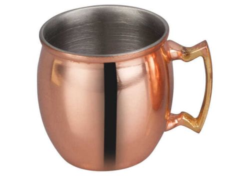 Winco CMM-2, 2-Ounce Solid Moscow Mule Mug, with Brass Handle, Copper-Plated (Discontinued)