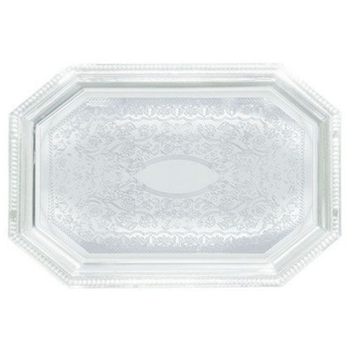 Winco CMT-1420, 14x20-Inch Chrome Plated Octagonal Serving Tray with Engraved Edge