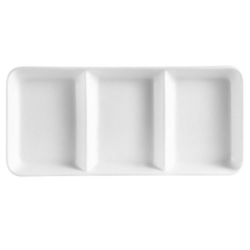 C.A.C. CN-3T13, 6 Oz 12.5-Inch White Porcelain 3 Compartment Tray, DZ