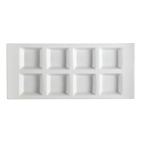 C.A.C. CN-8T13, 1 Oz 13.5-Inch White Porcelain 8 Compartment Tasting Tray, DZ