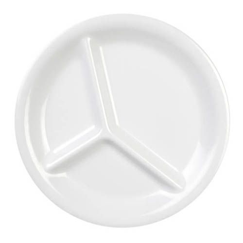 Thunder Group CR710W 10.25 Inch Western White 3 Compartment Melamine Plate, DZ
