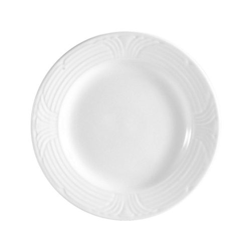 C.A.C. CRO-7, 7.5-Inch White Porcelain Embossed Corona Salad Plate, 3 DZ/CS