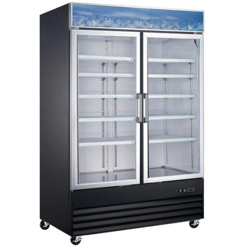 Coldline D47-B 53-inch Black Double Glass Swing Door Merchandising Freezer