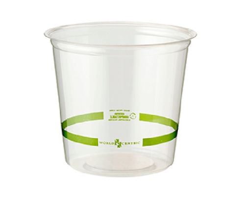 World Centric DC-CS-24, 24-Ounce Ingeo Clear Round Deli Containers, 500/CS, ASTM, BPI (LIDS ARE SOLD SEPARATELY)