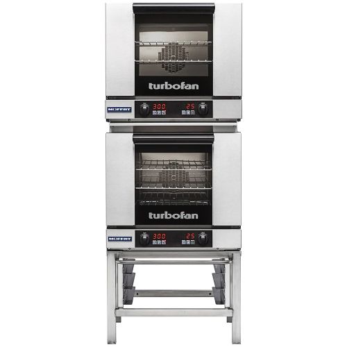 Moffat E23D3-2, Turbofan Double Deck Half Size Digital Convection Oven with Steam Injection and Stainless Steel Stand, 220-240V, 5.4 kW