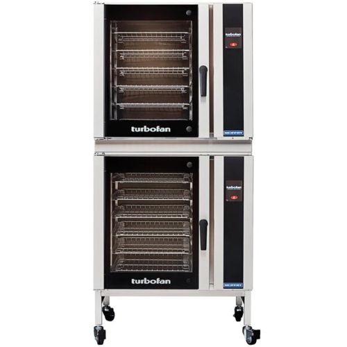 Moffat E35T6-26-2C, Turbofan Double Deck Full Size Touch Screen Convection Oven with Steam Injection and Stainless Steel Base on Casters, 220-240V, 25 kW