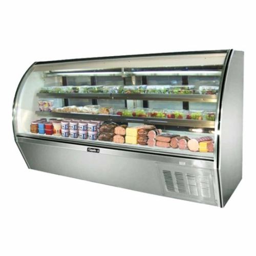 Leader ERHD96, 96-Inch Refrigerated Curved Glass High Deli Case with 2 Shelves
