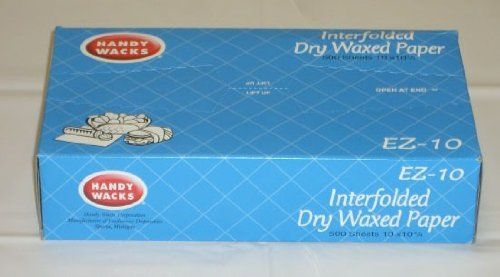 Handy Wacks EZ10C, 10x10-3/4-Inch Interfolded Medium Grade Dry Waxed Paper, 12x500-Piece Pack