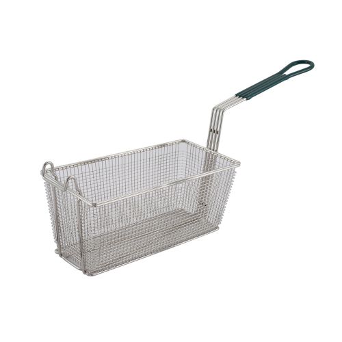 13.25x6.5x5.9-Inch Fry Basket with Green Handle Winco FB-30 