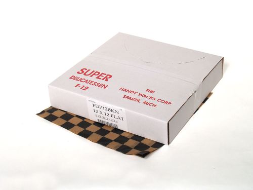 Handy Wacks FDP12BK-N-X, 12x12-Inch Natural Brown Flat Deli Paper with Black Checkerboard Print, 1000-Piece Pack