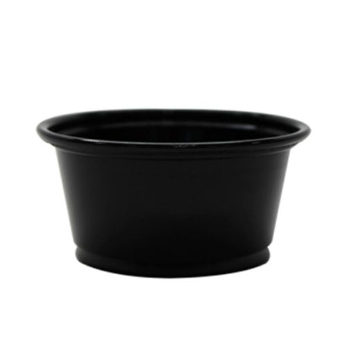 SafePro FK1.5B, 1.5 Oz Black Polypropylene Portion/Souffle Cups, 2500/Cs. Lids Sold Separately.