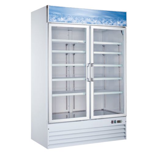 Omcan FR-CN-0045-HC, 53-inch 2 Glass Doors Coated Steel Reach-In Freezer, 45 Cu.Ft