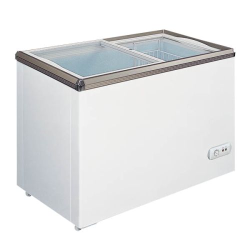 Omcan FR-CN-0150, 29-inch Flat Glass Top Ice Cream Display Chest Freezer, 5.3 Cu.Ft
