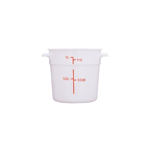 C.A.C. FS3P-1W, 1 Qt Polypropylene White Round Food Storage Container