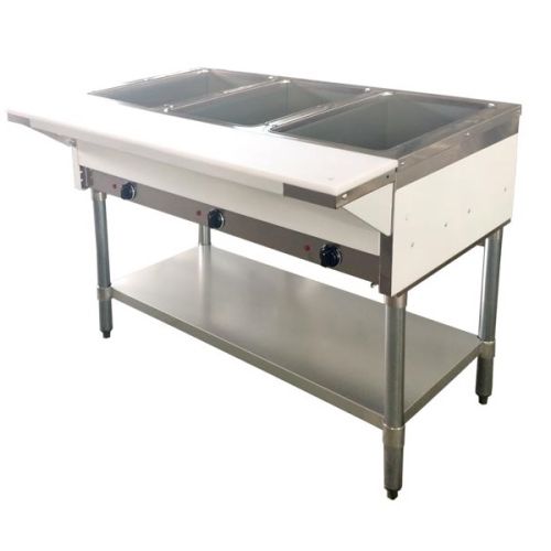 Omcan FW-CN-0003, 44-inch 3 Pans Open Well Natural Gas Steam Table