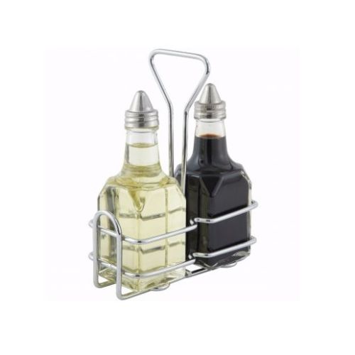 Winco G-104S, Oil and Vinegar Cruet Set with Rack and Two 6 Oz. Bottles |  McDonald Paper Supplies