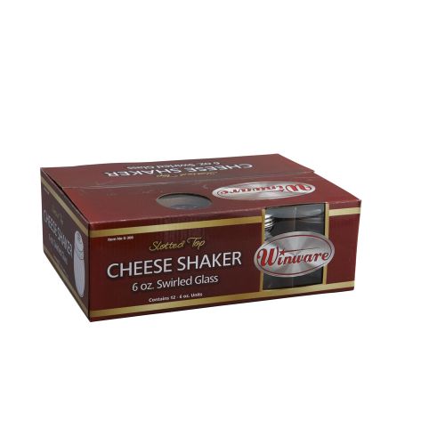 Winco G-308, 6-Ounce Glass Cheese Shaker with Slotted Stainless Steel Top, 1 DZ (Discontinued)