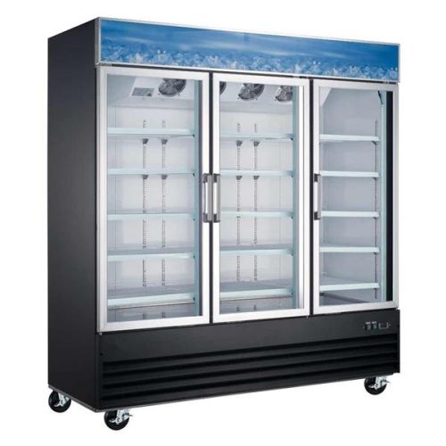 Coldline G69-B 78-inch Triple Glass Swing Door Black Merchandising Refrigerator