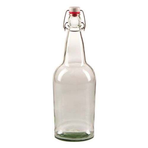 1L 33.8-ounce Clear Glass Oil Water Bottle with Stopper 1-Piece SafePro GB32 