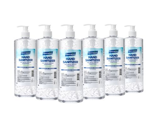 Germium GRB32 32 Oz Gel Hand Sanitizer Plastic Bottle w/Pump, 70% Isopropyl Alcohol, 6/CS