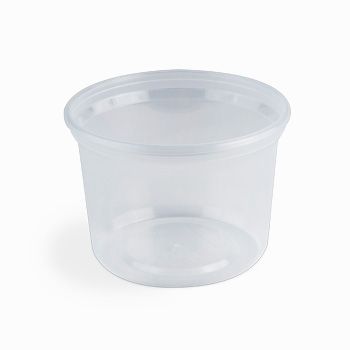 Round Food Containers Plastic Clear Storage Tubs with Lids Deli