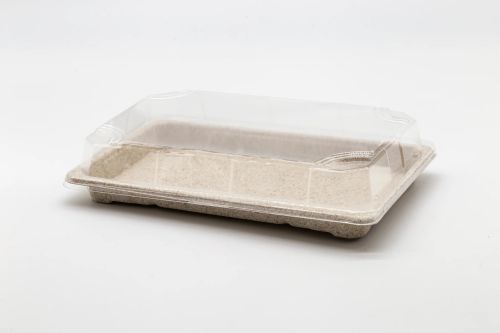 STI ST-6G-BASE, 8.25x5.13-Inch Wheat Straw Sushi Tray, 800/CS (Lids Sold Separately)